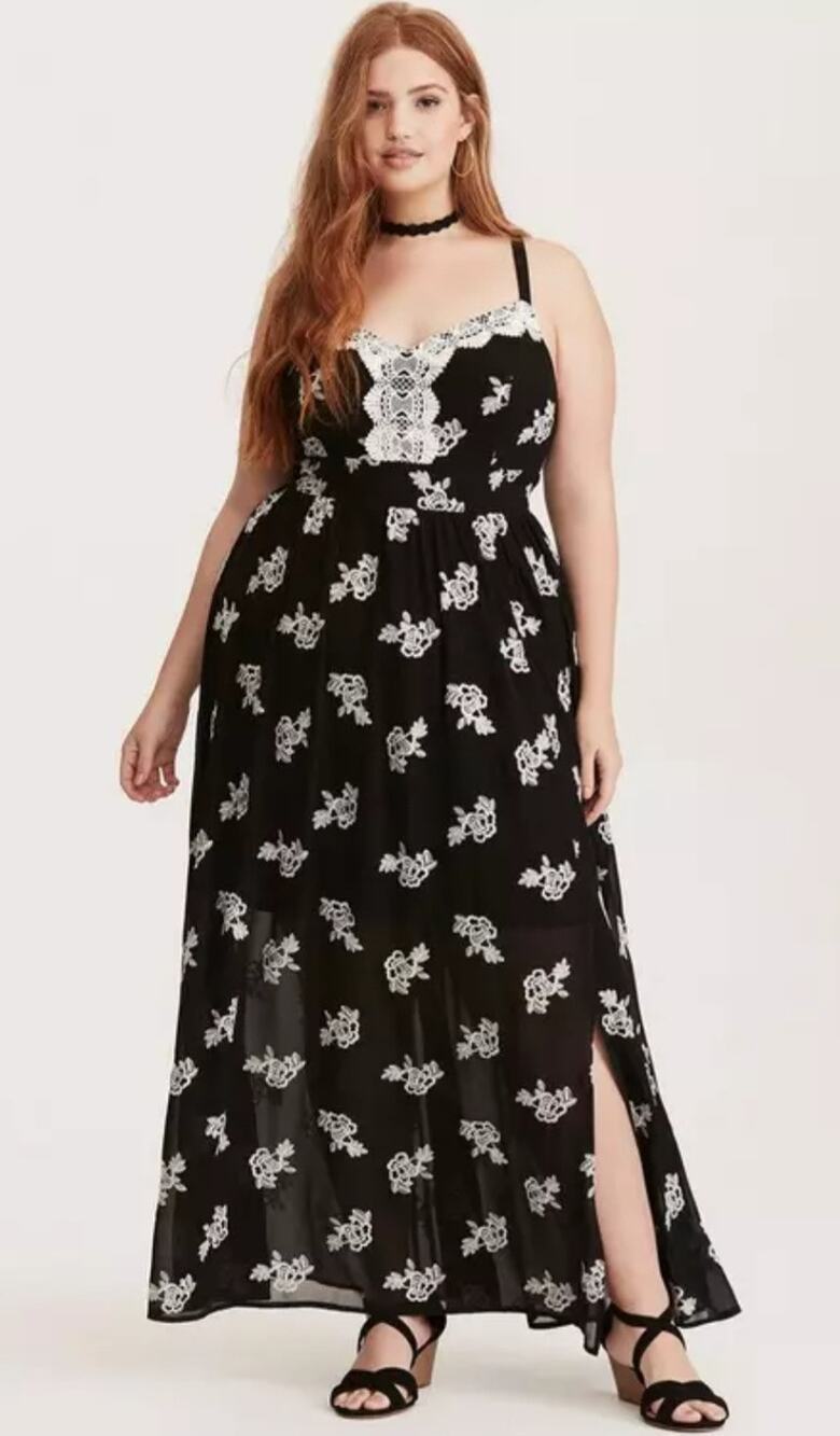 Torrid sheer black floral embroidered maxi dress Size 1 Whimsigoth Boho Romantic